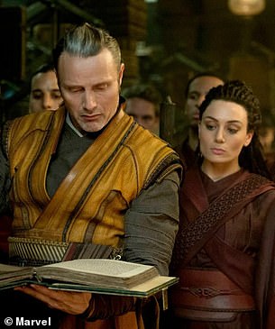The abuse happened between 2005 and 2008 when the couple were martial arts instructors in Nottinghamshire before she was a Hollywood actress. Pictured: Ms Phythian also known as Ms Marke as Zealot in Doctor Strange with Mads Mikkelsen